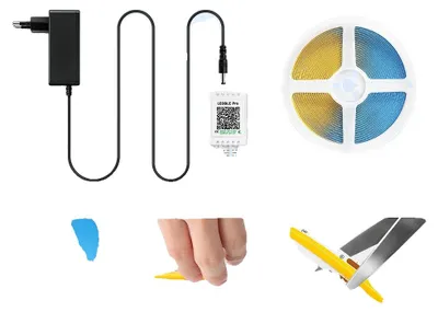 Imagen del producto de Tira de luces LED, regulable, con control mediante aplicación y mando a distancia, 10 metros, 220V-240V, con enchufe europeo