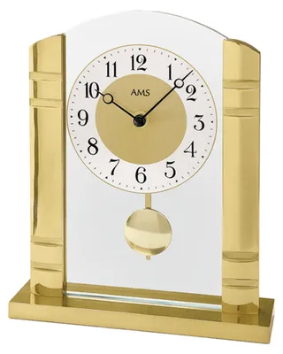 Produktbild von AMS 1117 Quarz-Pendeltischuhr, Metall, Gold, Mineralglas
