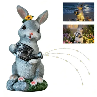 Produktbild von Solar Kaninchen Figur, Gartendeko - Lustige Hase mit Solar Lichterkette Wetterfeste Deko - Geschenk - Bunny für Garten, Wohnzimmer,Terrasse