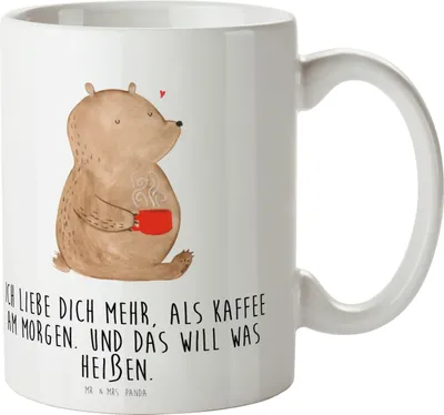 Produktbild von Mr. & Mrs. Panda Tasse Bär Morgenkaffee - Weiß - Geschenk, für Partner, Freundin, Frauen, Valentinstag, Teebecher, Motivtasse, Kaffeebecher, Mitbringsel, Hochzeitstag