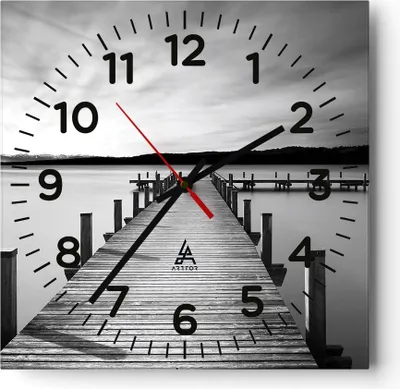 Produktbild von Wanduhr - Quadrat - Glasuhr - Brücke Frieden Wasser - 40x40cm - Schleichendes Uhrwerk - Lautlos - zum Aufhängen bereit - Dekoration Modern - Wanddekoration aus Glas - C4AC40x40-4865