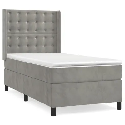 Image de vidaXL Lit boxspring avec matelas gris clair 80x200 cm velours