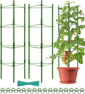 Imagen del producto de TRANKIELO® - Juego de 2 soportes para tomates, 160 cm - Estructuras ajustables para plantas trepadoras - Duraderas y resistentes