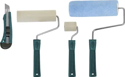 Produktbild von WerkzeugHERO Tapezier-Set 4-tlg. Walze Messer 2 Andrück roller Vestanwalze 18mm Messer Nespoli (1 Stk.)