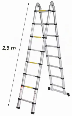 Zdjęcie produktu dla Drabina teleskopowa aluminiowa - wysokość 5 metrów - 16 szczebli