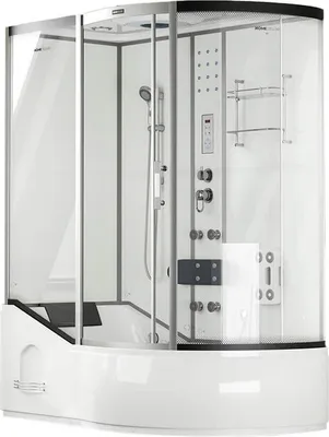 Zdjęcie produktu dla HOME DELUXE - Kabina prysznicowa All IN 2w1 - biała, 170 x 90 x 220 cm prawa - z deszczownicą, masażem stóp, radiem i akcesoriami I Kabina prysznicowa prefabrykowana, połączenie prysznica i wanny, kabina prysznicowa
