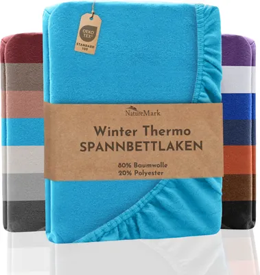 Produktbild von NatureMark Winter Thermo Fleece Spannbettlaken, Spannbetttuch in vielen Farben und Größen Bettlaken | 180 x 200 cm bis 200 x 200 cm - Türkis