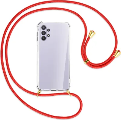 Produktbild von Handykette Backcover-Schutzhülle mit Band (Metall goldfarben) für Samsung Galaxy A32 5G - rot