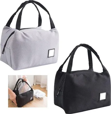 Produktbild von Famanu Kühltaschen 2 Stück - Isolierte Lunchtasche, Wasserfest, Schwarz und Grau