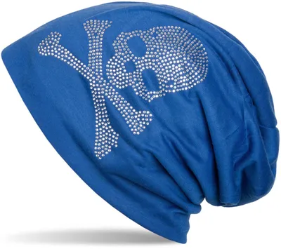 Produktbild von styleBREAKER klassische Beanie Mütze mit Totenkopf Strass Applikation, Uni 04024034