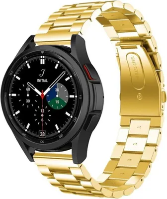 Produktbild von Strap-it Stahlarmband - Kompatibel mit Samsung Galaxy Watch 4 Classic Armband 46mm Ersatzarmband Edelstahl - Faltschließe - Hochwertiges Material - für Smartwatch 20mm Armband Gold