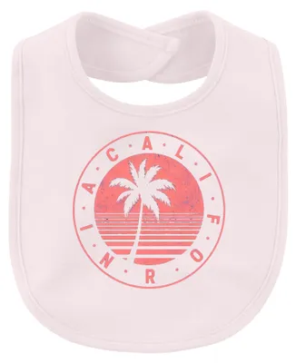 Produktbild von California Palme Strand Sonnenuntergang Urlaub Retro Vintage Surf Baby Lätzchen, Pink
