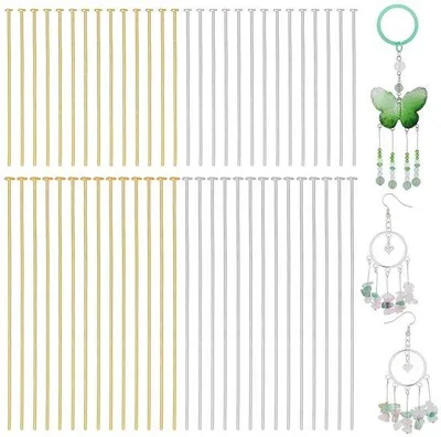 Produktbild von Tägliche Waren-Pins 400 Stk - Kopfstifte 18K vergoldet - Edelstahl - Schmuck - Handwerk - 2 Größen 3,5 cm/5 cm
