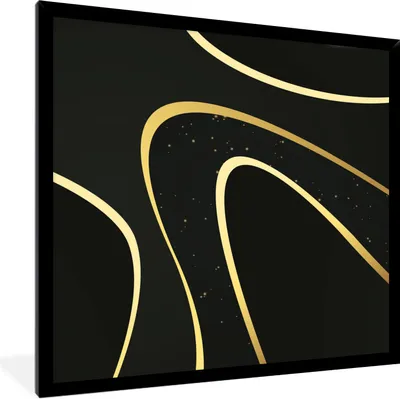 Produktbild von MuchoWow® Gerahmtes Poster Goldene Wellen auf schwarzem Hintergrund 40x40 cm - Poster mit Schwarzem Bilderrahmen Wandposter Rahmen Foto Bilder - Mit Rahmen - Wanddekoration Schlafzimmer