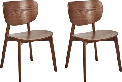 Zdjęcie produktu dla BELIANI Zestaw 2 krzeseł do jadalni brązowy drewno kauczukowe styl minimalistyczny