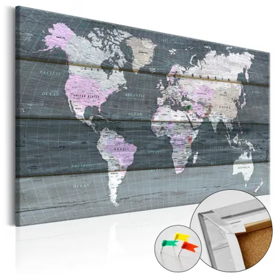 Obrázek produktu pro Korkový obrázek z netkané textilie - Cesta světem 60x40 cm Karty k-B-0015-p-c