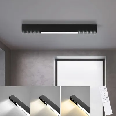 Produktbild von ZMH Deckenlampe LED Deckenleuchte Schwarz 53CM Lang Deckenstrahler Küche 17W Dimmbar mit Fernbedienung Modern für Büro Wohnzimmer Schlafzimmer Küche