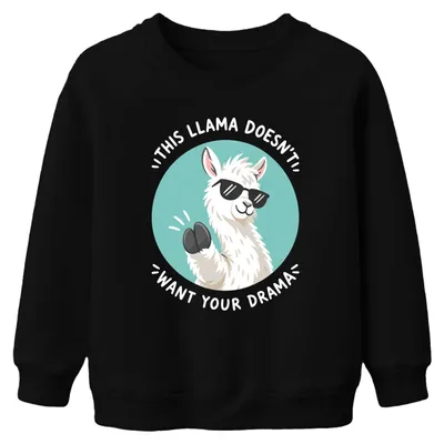 Produktbild von This Llama Doesn't Want Your Drama Alpaca Alpaka Cool Kinder Sweatshirt Pullover, Schwarz, 116