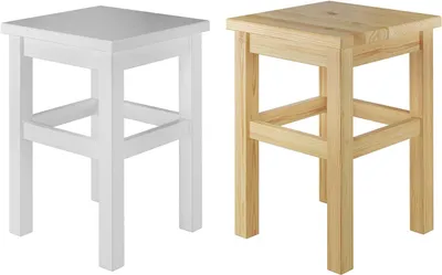 Produktbild von Holzhocker ohne Lehne aus Kiefernholz, natur oder weiß
