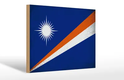 Produktbild von Holzschild Flagge Marshallinseln 30x20cm Flag Vintage