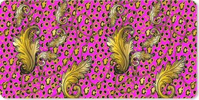 Produktbild von MuchoWow® Schreibtischunterlage Barock - Panther - Gold - Muster 80x40 cm - XXL Mauspad - Gaming Mauspad