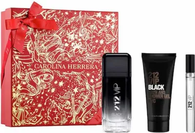 Produktbild von Carolina Herrera 212 Vip Black Men Eau De Perfume Spray 100ml Set 3 Artikel