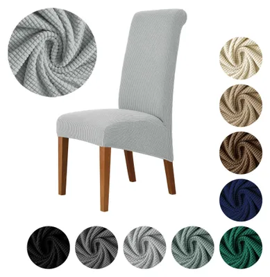 Produktbild von MEBLE ODNOWA, Stuhlbezug für schräge Stühle, Größe XXL, Jacquardbezug, Hellgrau, Schonbezug, elastisch, Jacquard, strukturiert, maschinenwaschbar