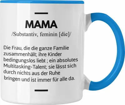 Produktbild von Trendation - Mama Tasse Geschenk für Mutter von Kinder Sohn Tochter Muttertag Muttertagsgeschenk Beste Mama Danke Weihnachten Geburtstag Kaffeetasse (Blau)
