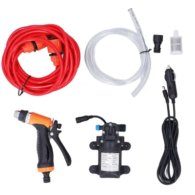 Image de Nettoyeur haute pression portable 12V, 160 PSI, avec kit de pompe électrique et 2 tuyaux, idéal pour le nettoyage automobile