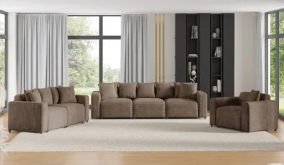 Produktbild von Sofaset Designersofas MEGAN 3-2-1 in Stoff Poso Cappuccino