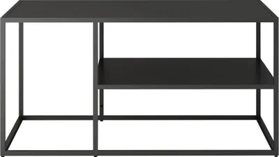 Obrázok produktu pre In And OutdoorMatch Konferenčný stolík Ara - S policou - 45x90x60 cm - Matná čierna - Oceľ - Moderný dizajn