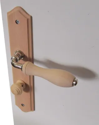 Image de 2 poignées de porte Bois condamnation, bois entraxe 195 mm