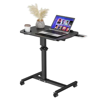 Produktbild von Laptoptisch Bürotisch mit Rollen Computertisch mit Schublade 60x40cm Arbeitstisch höhenverstellbar