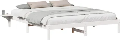 Productafbeelding van vidaXL Bedframe, wit, 200 x 200 cm, massief grenenhout