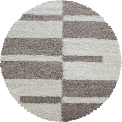 Image de Homebyhome Tapis Shaggy à Poils Longs Motif à Carreaux Doux Moelleux et Confortable pour Salon Moderne, Taille: 160 cm rond