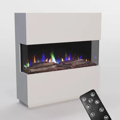 Produktbild von Glow Fire Elektrokamin 'PR16' in Weiss | LED Standkamin in weiß mit Heizung (1500 W) | HxBxT: 130x131x40cm
