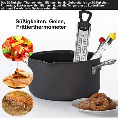 Produktbild von Multifunktionales Edelstahl-Küchenthermometer – Ideal für Marmeladen, Sirupe, Frittierte Lebensmittel