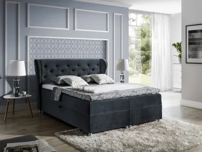 Produktbild von Boxspringbett Schlafzimmerbett ARIANNA 120x200cm Stoff Anthrazitgrau