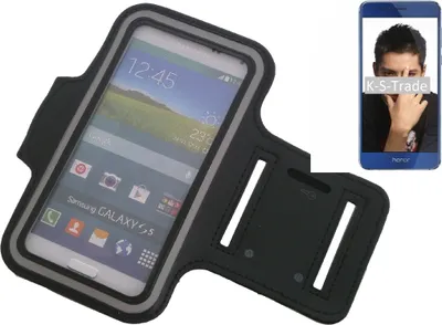 Produktbild von Kompatibel mit Huawei Honor 8 Neopren Jogging Armband Sportarmband Oberarmband schwarz kompatibel mit Huawei Honor 8 mit Reflektor Streifen. Fitness