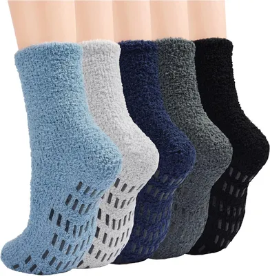 Produktbild von Haussocken Herren, 5 Paar, warme Fleece, rutschfest, für Zuhause