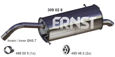 Produktbild von ERNST 309028 Endschalldämpfer für FORD ECOSPORT Auspuff