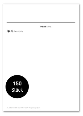 Immagine prodotto di Frank Paperman | 3x blocchetto di ricette private in bianco | 150 fogli | 3 blocchetti da 50 fogli ciascuno | ricette private blu per medici in formato DIN-A6 accessori per medici