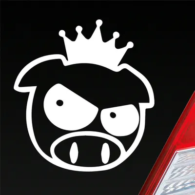Produktbild von Auto Aufkleber Bad Pig Drift König Krone Schwein 10x11 cm Weiss Matt Sticker Heckscheibenaufkleber