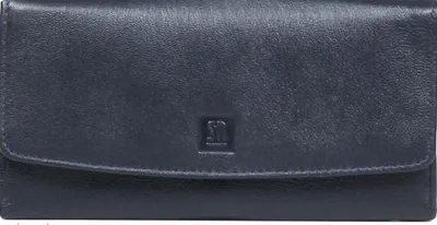 Produktbild von schwarze Lederbrieftasche mit blauem Innenleben
