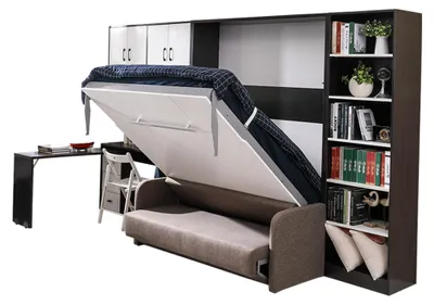 Produktbild von Schrank Bett mit Sofa Polster Wand Schränke Schlaf Bett klapp Möbel + Couch Neu