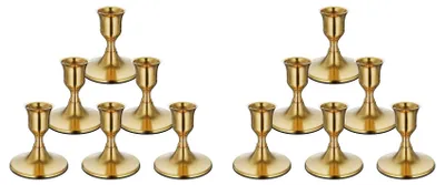 Image de Lot de 12 bougeoirs en laiton pour décoration vintage