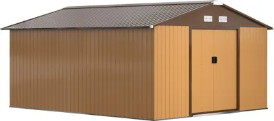Produktbild von Outsunny Gerätehaus Geräteschuppen Gartenhaus Schuppen Metall Gelb