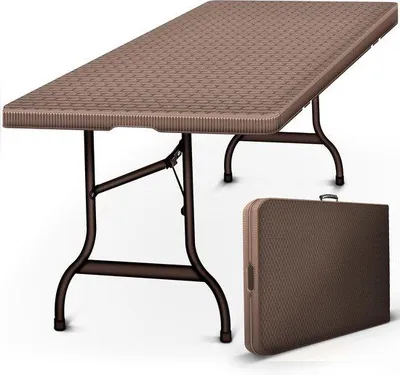 Obrázek produktu pro Zahradní stůl 180 x 75 cm - skládací - vzhled ratanu - ideální pro zahradu nebo balkon - Luxento