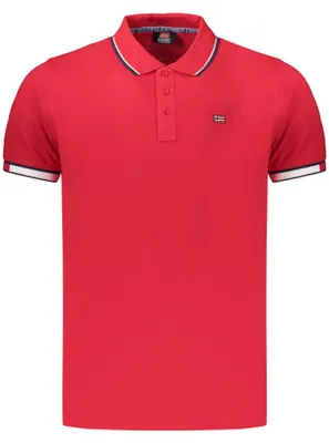 Produktbild von Herren Kurzarm-Poloshirt Rot mit Kontrastdetails und Applikation
