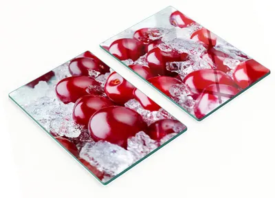 Produktbild von Küchenschneidebretter aus Glas mit Kirscheiscreme-Motiv, 2 x 40 x 52 cm